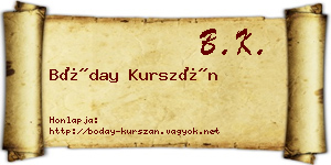 Bóday Kurszán névjegykártya
